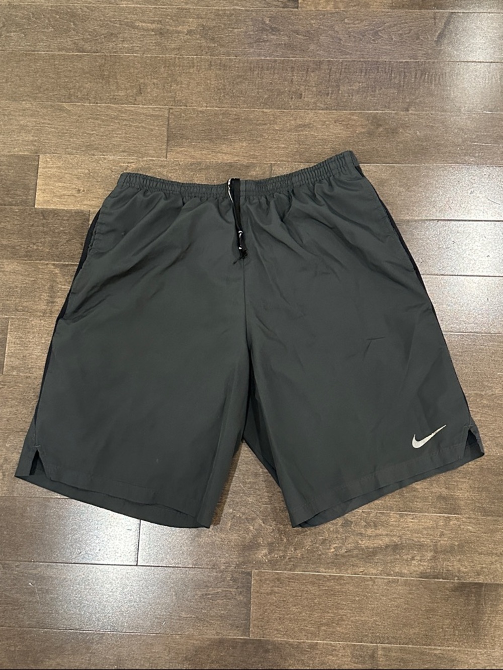 Nike Men’s Black Athletic Training Shorts with Silver Swoosh